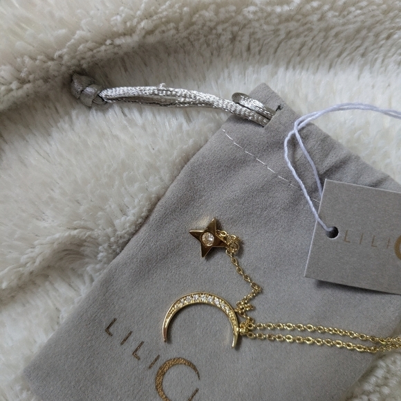 LILI CLASPE Gold Plated Moon and Star Lariat Layering Necklace NEW - Picture 6 of 8